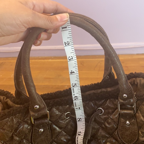 Quilted faux fur brown Big Buddha Santa Barbara women’s Handbag - Picture 14 of 14